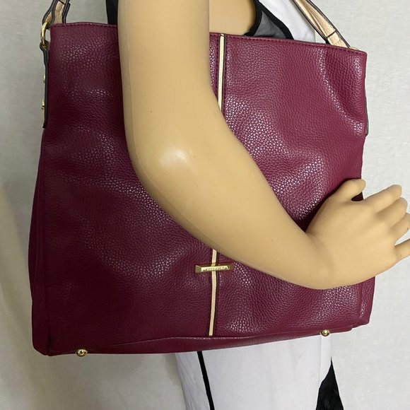 ANNE KLEIN Wine Red Faux Leather Shoulder Bag - Picture 6 of 10